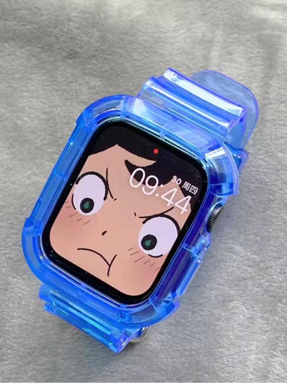 Transparent Blue Protective Case Watch Band for Smartwatch 38mm